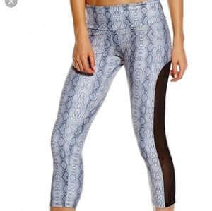 Onzie black tuxedo Capri‎ sleek snakeskin mesh lg